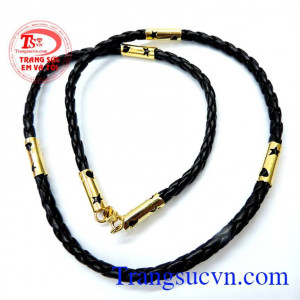 Dây da bọc vàng đốt sao trái tim dây da, dây cao su bọc vàng 10k chuẩn chất lượng