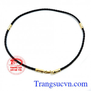 Dây da bọc vàng 4 đốt nam tính 4 đốt, dây da được bện vào nhau xen kẽ