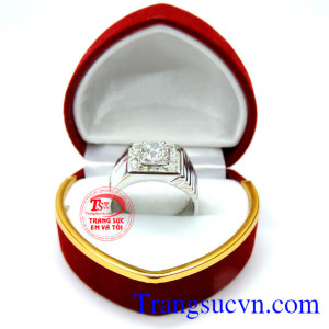 Nhẫn nam vàng trắng đẳng cấp, lịch lãm nhẫn nam vàng