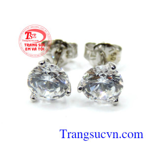 Hoa tai vàng trắng gắn kim cương vàng trắng đảm bảo chất lượng ,hoa tai vàng trắng 18k,hoa tai đẹp,hoa tai vàng tây kim cương nhân tạo,Bền đẹp,sáng bóng.