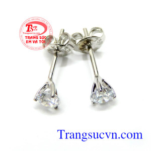 Hoa tai vàng trắng đính đá nhỏ xinh