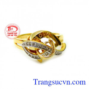 Thiết kế kiểu dáng Korea sang trọng quý phái. Nhẫn nữ vàng korea sang trọng