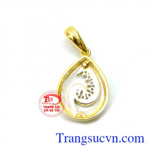 Mặt dây hình lá kết đá đẹp