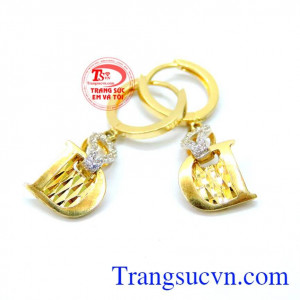 Hoa tai vàng tây chữ D vàng 10k đeo hoa tai vàng tây, hoa tai đá quý, hoa tai hộ mệnh đeo hợp thời trang giao hoa tai toàn quốc