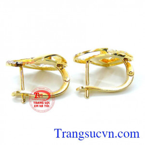 Hoa tai vàng tây 10k sáng bóng