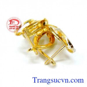 Hoa tai vàng tây 10k sáng bóng