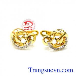 Đôi hoa tai nữ vàng 10k tinh tế, hoa tai kiểu xinh xắn ,nữ tính, hoa tai vàng tây 10k, hoa tai đẹp, dễ thương.