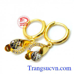 Hoa tai vàng tây dành cho nữ kiểu tinh tế,đeo hoa tai hợp thời trang,khách hàng ưa chuộng khi sử dụng, Hoa tai vàng kiểu trẻ trung vàng