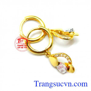 Hoa tai vàng kiểu trẻ trung vàng, hoa tai hộ mệnh đeo hợp thời trang giao hoa tai toàn quốc