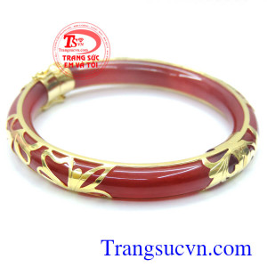 Vòng tay vàng chất lượng đảm bảo,vòng tay đảm bảo chất lượng. Vòng ngọc jadeite đỏ bọc vàng 10k