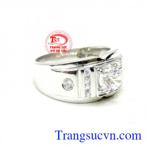 nhẫn nam đẹp trắng 18k vàng nguyên chiếc