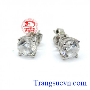 Hoa tai vàng trắng kim cương duyên dáng là hoa tai nữ chất lượng,
