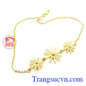 Lắc nữ vàng tây,khách hàng ưa chuộng. Lắc tay nữ 3 bông hậu vệ mặt trời