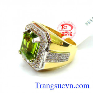 Nhẫn nam Peridot 14k phong thủy