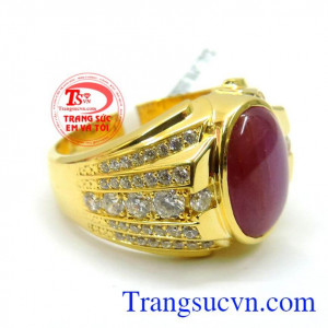 Nhẫn nam ruby đá quý vàng 14k đẹp