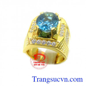 Nhẫn nam Topaz thiên nhiên