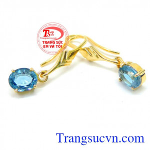 Bán Hoa tai đá topaz mệnh mộc dạng nụ đá tinh tế hợp thời trang và quý phái.