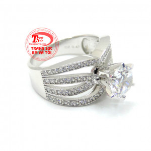 Nhẫn nữ vàng trắng 10k đá 7 ly