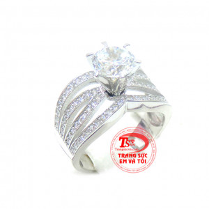 Nhẫn nữ vàng trắng 10k đá 7 ly