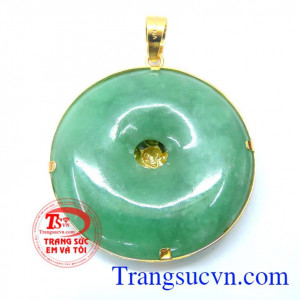 Mặt dây jadeite bọc rồng vàng 10k