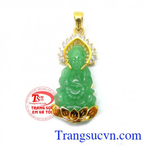 dây chuyền vàng,đeo hộ mệnh và may mắn, đảo bảo chất lượng vàng uy tín nhiều năm khách hàng ưa chuộng, Mặt quan âm bọc vàng 10k