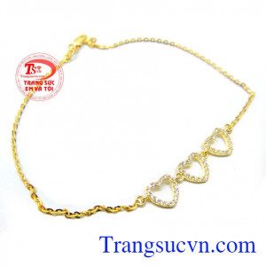 Bán sản phẩm lắc tay trái tim vàng tây vàng 10k đảm bảo chất lượng. 
