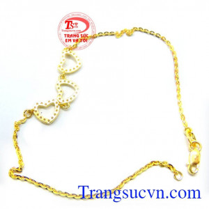 Lắc đeo hợp thời trang và trang phục. Lắc tay vàng 10k nữ trái tim đẹp