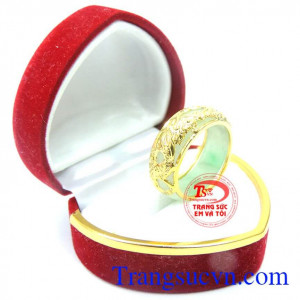 Nhẫn ngọc bọc rồng bản nhỏ vàng 10k