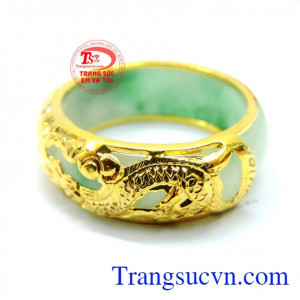 Nhẫn ngọc nam rồng vàng ngọc cẩm thạch vàng đảm bảo chất lượng