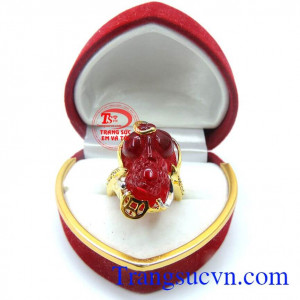 Nhẫn nữ vàng tây dành cho phái đẹp. Nhẫn nữ tỳ hưu bọc vàng 10k đẹp