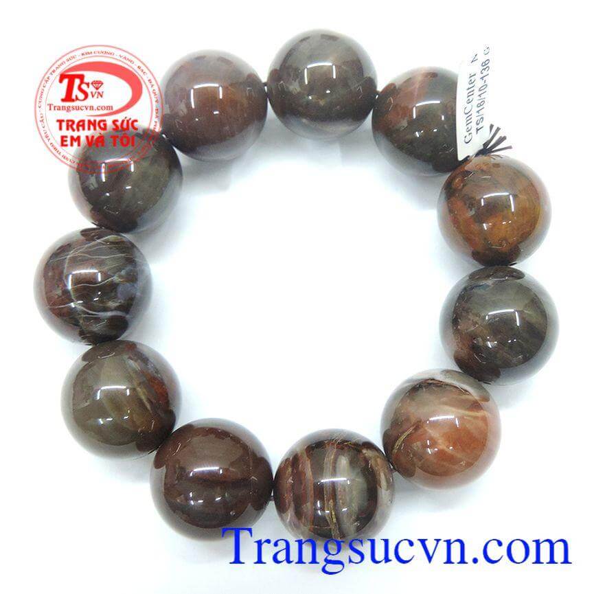 Chuỗi vòng tay gỗ hóa thạch đẹp