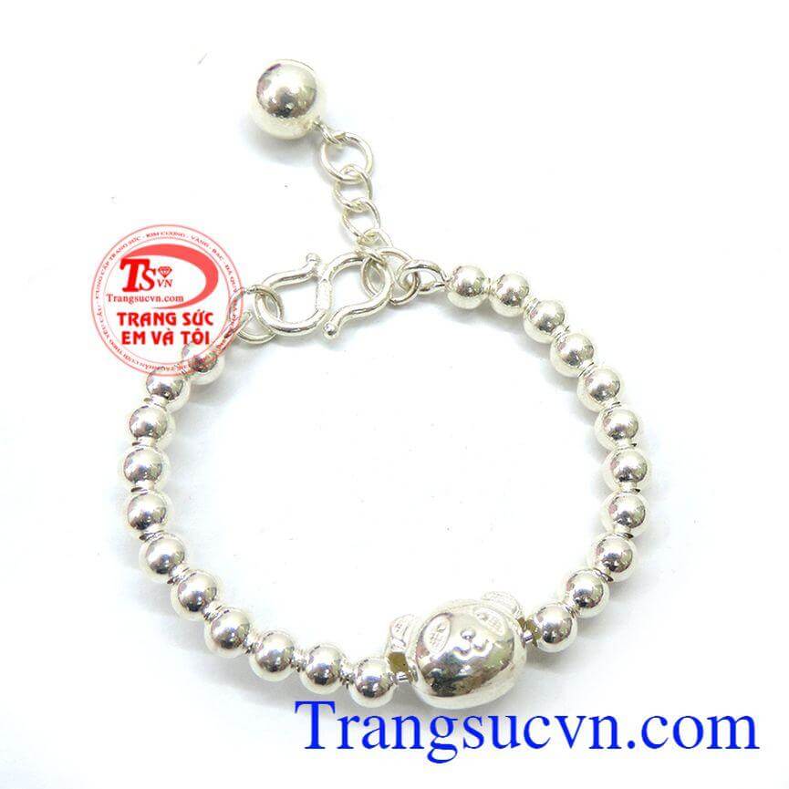 Lắc bạc mặt gấu xinh cho trẻ