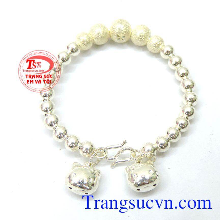 Lắc bạc 2 mặt mèo kitty đẹp