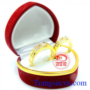 Nhẫn cưới vàng 14k yêu thương