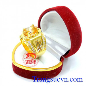 Nhẫn vàng nam thạch anh vàng hộ mệnh doanh nhân