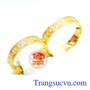 Nhẫn cưới chạm khắc quý phái 14k