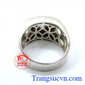 Nhẫn nam vàng trắng 10k đá 4ly