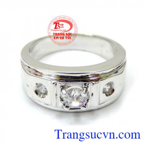 Chiếc nhẫn nam vàng trắng tinh xảo, nhẫn nam vàng 18k đẹp