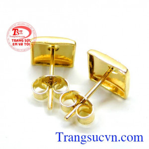 Hoa tai 18k mặt vuông ý nghĩa đeo hoa tai vàng tây, hoa tai đá quý, hoa tai hộ mệnh đeo hợp thời trang giao hoa tai toàn quốc