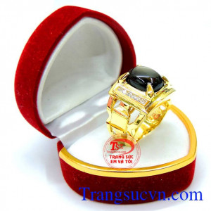 Nhẫn nam sapphire sao 18k quý phái