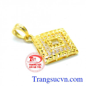 Mặt dây nữ 10k hình thoi sáng bóng