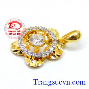 Mặt dây 10k nữ hoa vòng đá đẹp