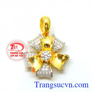 Mặt dây hoa vàng 10k đẹp, mặt dây chuyền nữ, chất lượng đảm bảo, chế tác tinh xảo