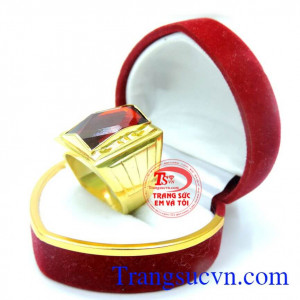 Nhẫn vàng đá đỏ nam tính