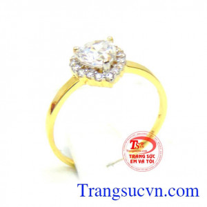 Nhẫn nữ bảo hành 6 tháng giao toàn quốc. Nhẫn nữ vàng 10k trái tim yêu thương