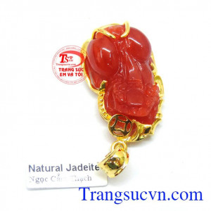 Mặt tỳ hưu tiền tài bọc vàng 14k