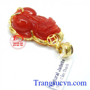 mặt dây chuyền vàng tây đá quý cho nữ, mặt dây chuyền sang trọng, Mặt tỳ hưu tiền tài bọc vàng 14k