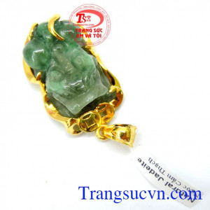 mang lại nhiều may mắn cho người đeo tạo niềm vui may mắn hạnh phúc lâu dài, Mặt dây tỳ hưu jadeite bọc vàng