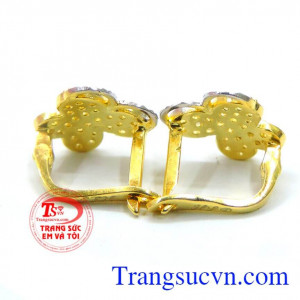 Đôi hoa tái bướm xinh vàng 10k