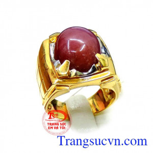 Nhẫn nam vàng ruby thiên nhiên